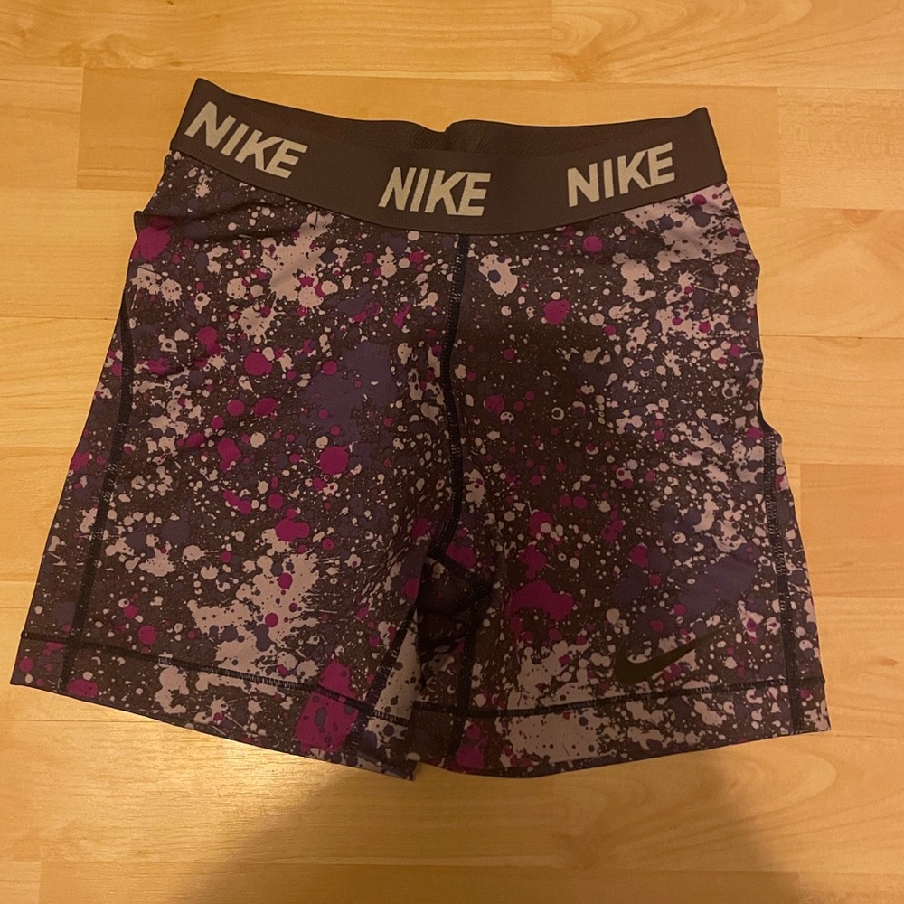 Nike Pro Dri- Fit Purple Splattered shorts